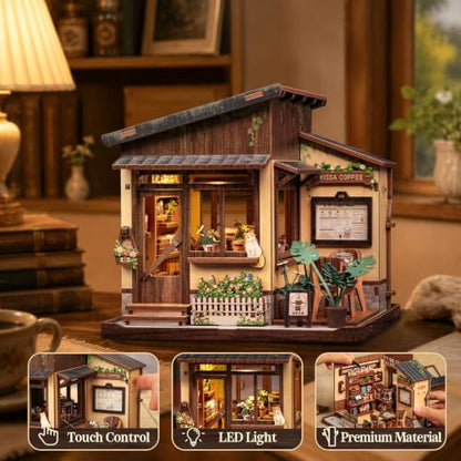 CUTEBEE DIY Miniature House Kit Japanese Coffee Shop Dollhouse