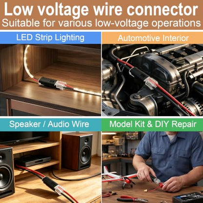 Double Wire Plug Low Voltage Wire Connectors with Locking Buckle