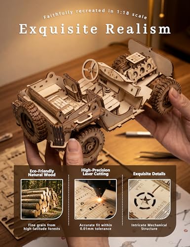 BOOZUU Paintable 3D Wooden Off-Road Vehicle Puzzle for Adults