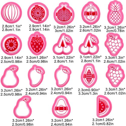 18 Pcs Summer Fruit Polymer Clay Cutters Set 3D Printe Grape Pear Watermelon Cherry Lemon Strawberry Fruits Clay Cutters for Earrings Jewelry Making Cookie Fondant Cake Decorating DIY Crafts Tools