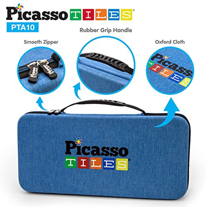 PicassoTiles 102pc Magnetic Puzzle Cube + Toys Carrying Case, 1" Pixel Mix & Match Cubes w/Free Idea Book Sensory Toys, Magnetic Tiles Construction Block Travel Bag, Waterproof Storage Organizer Box