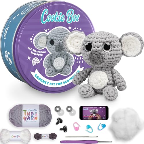 Cookie Box Crochet Kit for Beginners, Koala Coal - color: Gray