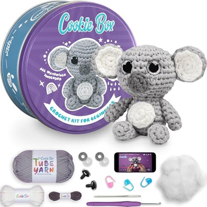 Cookie Box Crochet Kit for Beginners, Koala Coal - color: Gray