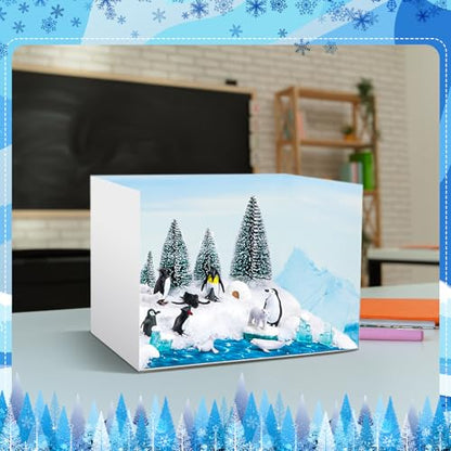 AmazingSpark 2 Set Arctic Habitat Diorama Box and Water Sticker Decor, Polar Bear Diorama Project Supplies Set, Cardboard Display Case Kit & Water Sticker with Double Sided Tapes for DIY Crafts - style: Arctic