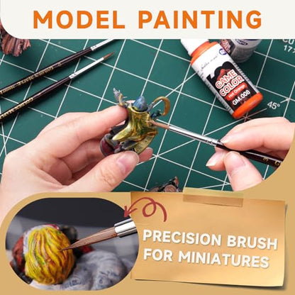 Golden Maple Kolinsky Sable Miniature Paint Brushes - Size 0, 1, 3 - size: 0 1 3 Round Point