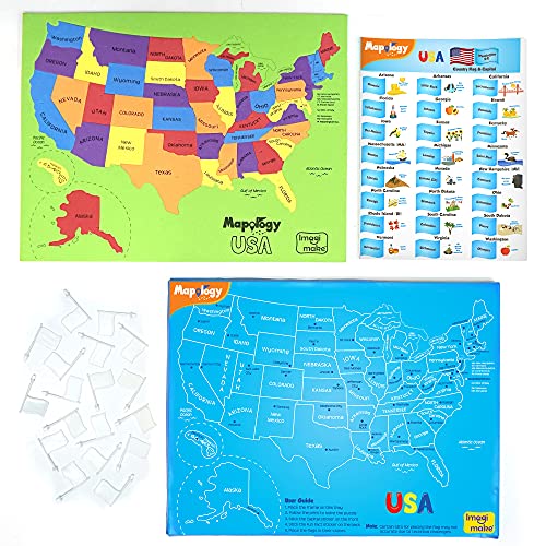 Imagimake Mapology USA Map Jigsaw Puzzle, Learn States, Capitals with Flags - style: USA Map with Capitals