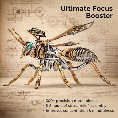 3D Metal Puzzles for Adults, Mechanical Bee Insect Model Kit - color: Bee-rose-gold