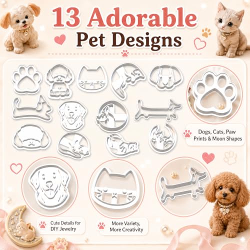 13PCS Cat & Dog Polymer Clay Cutters Set - color: Dachshund-13pcs