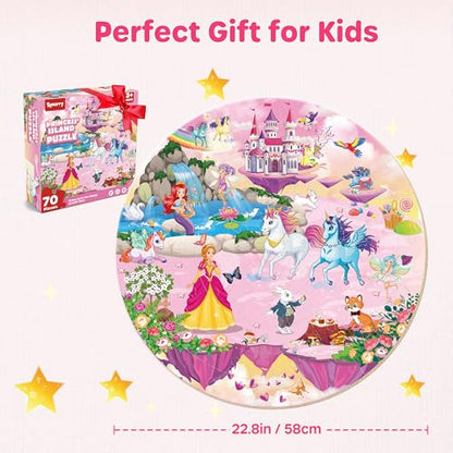 SYNARRY Unicorn Princess Mermaid Fairy Floor Puzzles for Kids Ages 3-5 - style: Unicorn Princess Mermaid Fairy
