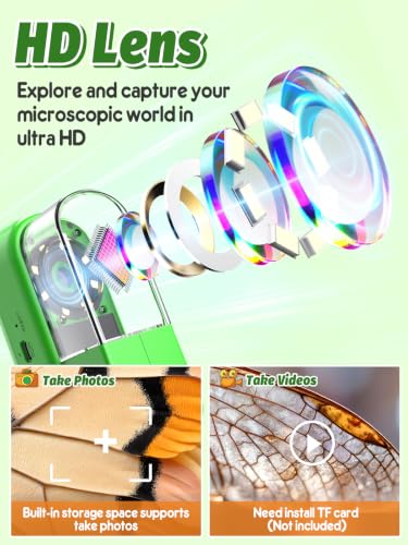 Acoath Bug Catcher, 2.4" IPS Screen Bug Catching Kit, Microscope for Kids - color: Green