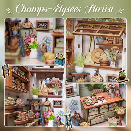 CUTEBEE Book Nook Kit for Adults, DIY Miniature Greenhouse Kit - color: Champs-élysées Florist