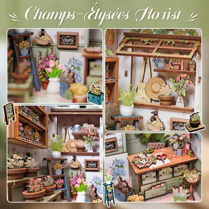 CUTEBEE Book Nook Kit for Adults, DIY Miniature Greenhouse Kit - color: Champs-élysées Florist