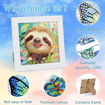Libfx Diamond Art Kits for Kids with Frame Diamond Art for Girls Boys Beginners Arts and Crafts Birthday Gifts (Sloth) - color: Sloth