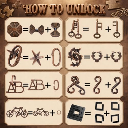 48 Pcs Metal Brain Teaser Puzzles Set for Adults, Fashionable - style: Fashionable