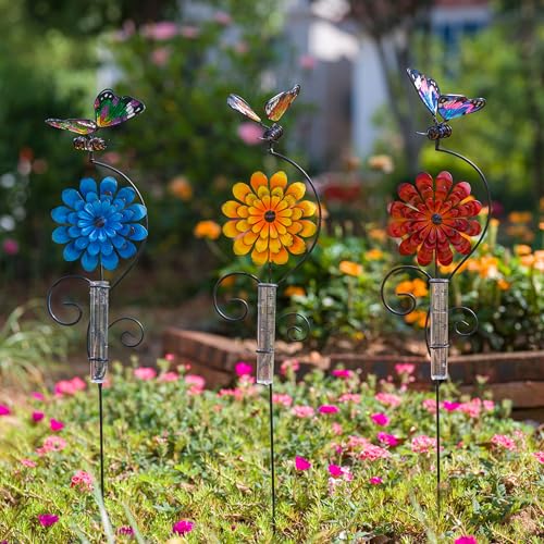 3 Pack Rain Gauge Outdoor, 5 Inch Tube Butterfly Rain Gauges - color: 3 Pcs-Butterfly&Flower