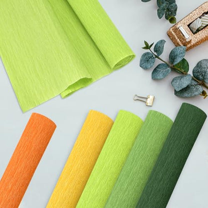 Crepe Paper Streamers 8 Rolls, 10 x 98Inch 8 Yellow&Green Colors - color: Yellow&Green