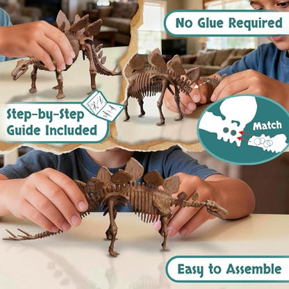 7-Pack Big Dinosaur Fossil Skeleton Building Kit | Take Apart & Rebuild Dinosaur Bones Models | STEM Science Archaeology Toy Gift for Kids 6+ | T-Rex, Triceratops, Velociraptor