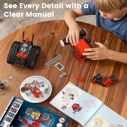 5 in 1 Robot Building Kit, STEM APP & Remote Control Robotics - color: Red