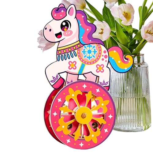 Wood Building Kits Assembly Self-Rocking Base Brain Game - color: Pink