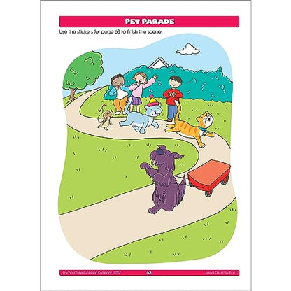 School Zone Preschool Sticker Learning Workbook: 64 Pages, Pre-K, Kindergarten, 324 Stickers, Shapes, Patterns, Alphabetical Order, ABC's, Numbers, Letters, Ages 3-5 (Stuck on Learning! Book Series)