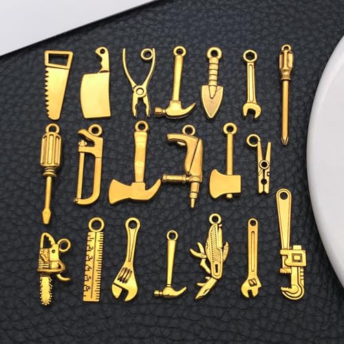 WOCRAFT 60pcs Antique Gold Tools Bracelet Charms for Jewelry Making Sets DIY Necklace Bracelet Keychain Crafting Charms Kit Craft Supplies (SN900) - color: Antique Gold, size: Tools Charms