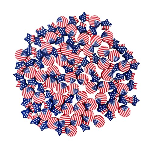 100 Pcs Patriotic Polymer Clay Beads 4th of July Mixed Heishi Spacer Beads Supplies for DIY Bracelet Earring Necklace Jewelry Making (American Flag) - color: American Flag