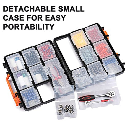Mayouko 16 Compartments Detachable Toolbox Organizer,Hardware Organizer Box with Removable Sections,Carrying Storage Case for Patts,Screws,Bolts,Nuts,Toys (Pack of 2) - size: 13.5"L x 12"W x 5"H (Pack of 2)