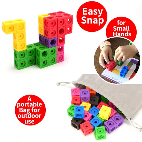 BenBen 100 pcs Number Counting Math Linking Blocks with 15 Activity Cards