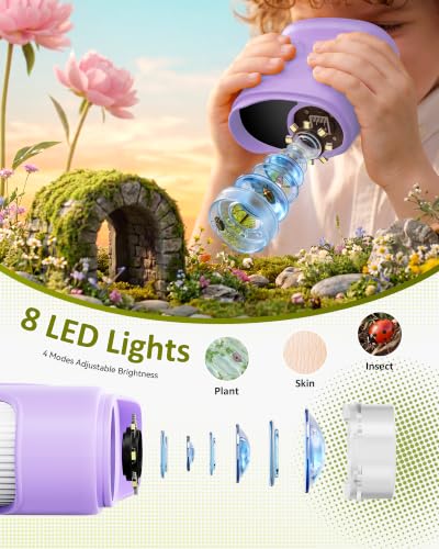 1000X Handheld Digital Microscope for Kids: Pocket Microscope for Stem Toy - color: Purple