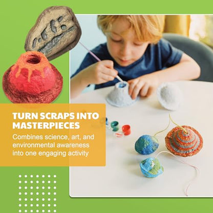4M Green Science Paper Making Kit for Kids Ages 5-12 – Recycled Paper Craft STEM Set with Moulds, Glow-in-the-Dark Paint, Dinosaur & Planet Molds, Red Dot Award Winner, Eco-Friendly DIY Gift - style: Paper Making Kit