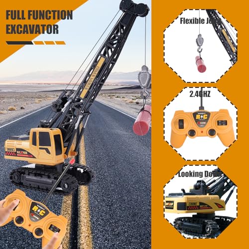 Jiakora Remote Control Crane Toy, 1:14 Scale RC Construction Vehicle with Metal Hook & 2 Batteries Included - Realistic Engineering Toy Truck, for Boys Girls 3 4 5 6 7 8 Years Old - style: Tower Crane