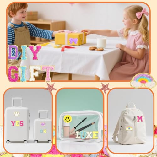 Chenille Letter Patches 134Pcs Self Adhesive Stickers for Clothes Backpacks - color: 134 Pcs Letter Patches