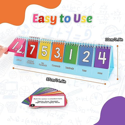 Aizweb Student Place Value Flip Chart,Math Manipulatives,Double-Sided with Whole Number & Decimals,1st 2nd 3rd Grade Classroom Must Haves,Homeschool Teacher Back to School Supplies Teaching Essentials - size: 3.9"×14.6"