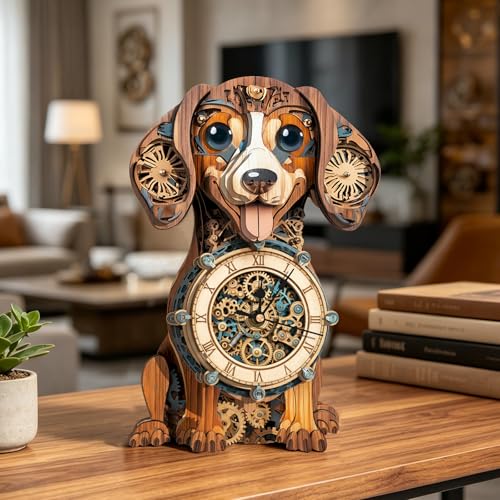 3D Wooden Puzzle for Adults - Dachshund Clock - color: Dachshund