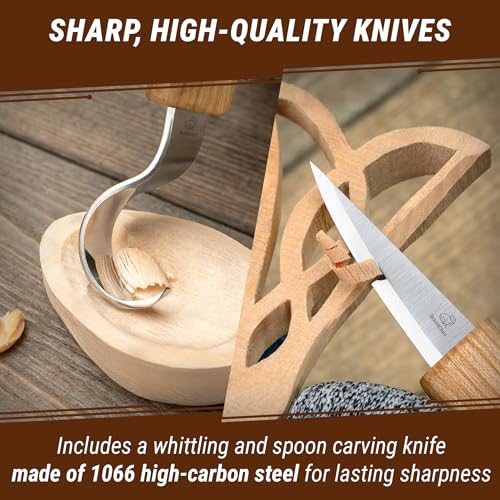 BeaverCraft DIY03 Wizard Whittling Kit for Beginners DIY04 Spoon Carving Kit Wood Carving Whittling Hobby Kit for Adults and Teens