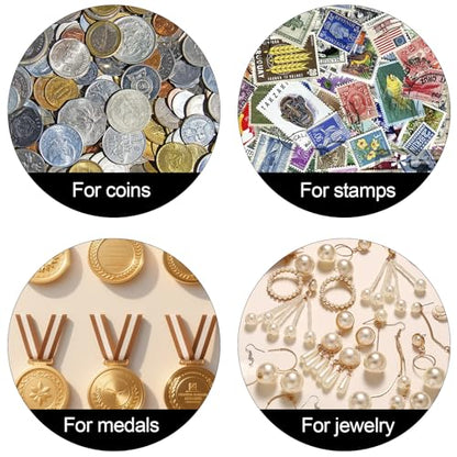 60 Pcs 3D Floating Display Case, 3.5 x 3.5 x 0.8 Inch Clear Coin Frame Holder Stands for Antique Challenge Coins, Jewelry, Shells, Gems, Minerals, Rocks, Specimens, Pins, Medals (Black & White)