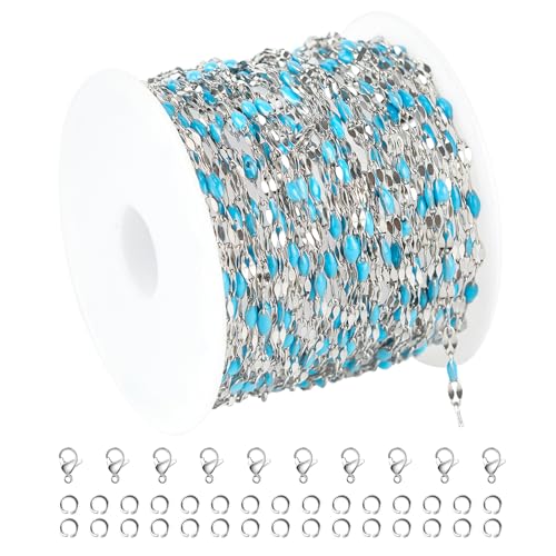 UMAOKANG 16.4FT Silver Chains for Jewelry Making Stainless Steel Chain Bulk - color: Steel-Blue