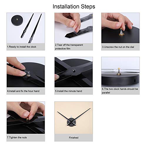 Lafocuse Silent 24 Inch DIY Wall Clock with Large Clock Hands and Motor Kit, DIY 12888 Clock Movement Mechanism Replacement with 12 Inch Long Minute Hands for Living Room - color: Black