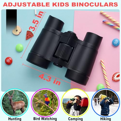 Kids Binoculars Ages 3-12 with Compass & Whistle - color: Black