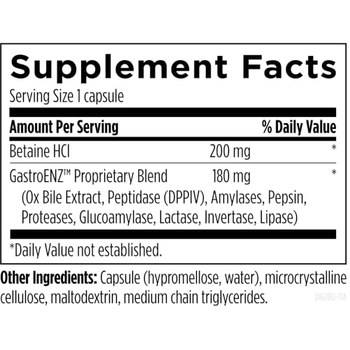 Designs for Health Digestzymes, Gas & Bloating Relief, 180 Capsules - size: 180 Count (Pack of 1)