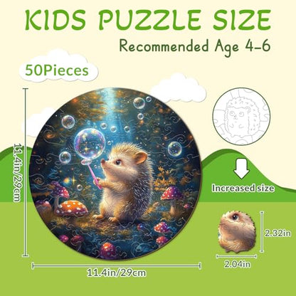 Animal Wooden Puzzles for Kids Ages 6-8 - Bubble Hedgehog - color: Bubble Hedgehog