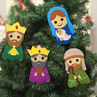CiyvoLyeen Kids Sewing Kit Crafts – DIY Nativity Scene Christmas Ornament Sewing Set for Girls & Boys Beginner Craft Kit for Kids - color: Thank Jesus-11Pcs
