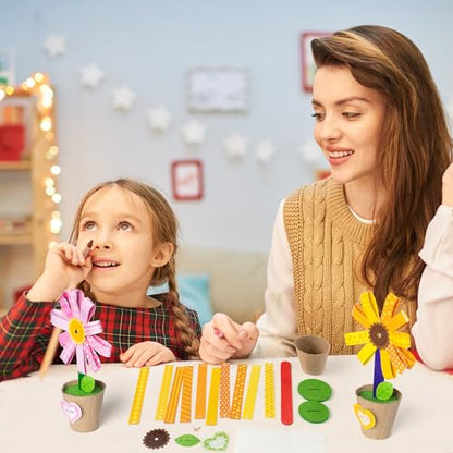 WATINC Flower Paper Pot Craft Kits for Kids - DIY 3D Flower Arts & Crafts Decorations for Spring Summer, Back to School Activity for Preschool Classroom Homeschool (36 Pack)
