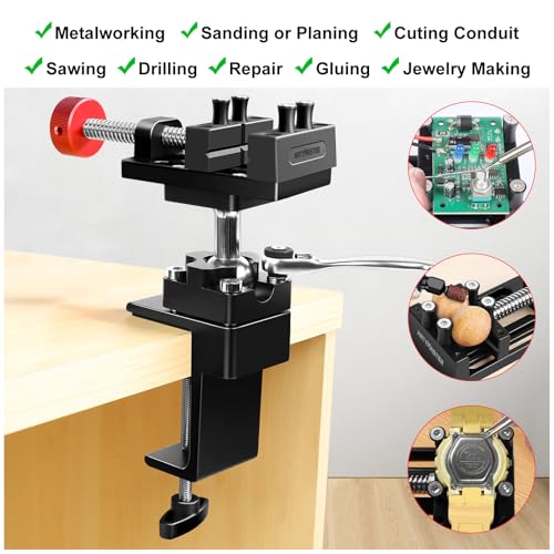 ArtyMaster 360° Rotating Mini Bench Vise with Quick-Release Ratchet Wrench, 2.48" General-Purpose Table Vise for Woodworking, Metalworking, Modeling, Mini Vice Clamp for Small Projects WT104C - style: Mini Vise 360°