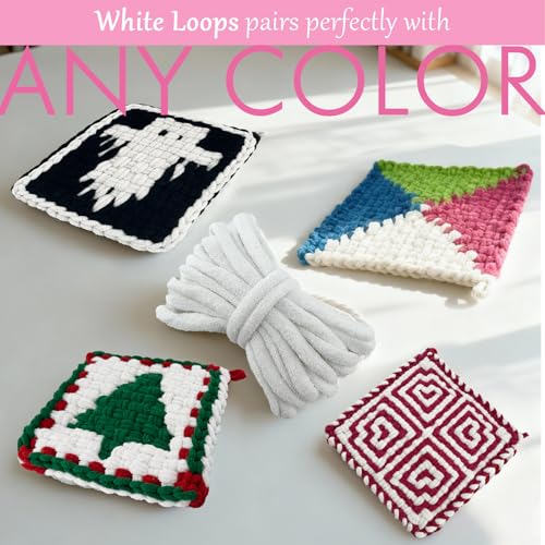 OYACH 10inch Cotton Weaving Potholder Loom Refill Loops,White 230 Dyeable - color: White 10" Cotton Loops
