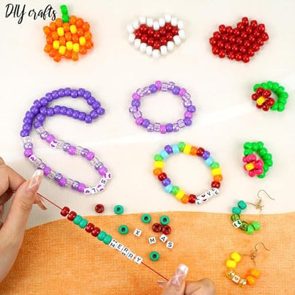 Dowsabel Friendship Bracelet Making Kit, Pony Kandi Beads & 11 Different Beads, 8 Colors Nylon Thread, DIY Jewelry & Craft Gifts - color: A_48 Colors