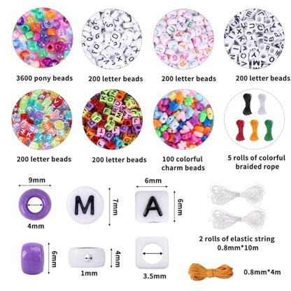 Quefe 72 Colors 4700pcs 9mm Pony Beads Bracelet Kit Kandi Bead - color: 72 colors
