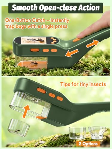 Acoath Microscope for Kids, Bug Catcher, 2.4" IPS Screen Bug Catching Kit - color: Dark Green