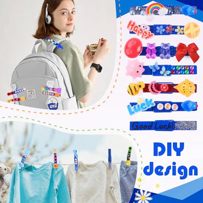 JOICEE 80 Set Cheer Pins Spirit Clips DIY Cheer Clothes Pins Kit - color: Blue