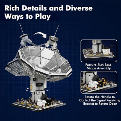 Sosuy Space Exploration Radio Telescope Building Blocks Set, STEM Toys for Boys 8+, Satellite Communication Base Model, Space-Themed Kit for Kids Adult Teens Girls Display - style: Space Array